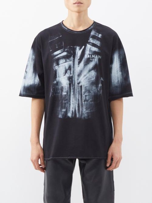 Balmain - X-ray Cotton-jersey T-shirt - Mens - Black White