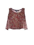 House Of Holland Sequin-floral Trapeze Crop-top