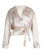 Attico Andrea Waist-tie Satin Blouse