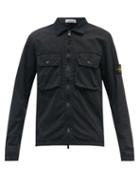 Mens Rtw Stone Island - Flap-pocket Cotton-twill Overshirt Jacket - Mens - Black