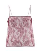 Khaite - Sadie Square-neck Floral-lace Tank Top - Womens - Burgundy