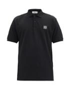 Matchesfashion.com Stone Island - Logo-patch Cotton-piqu Polo Shirt - Mens - Black