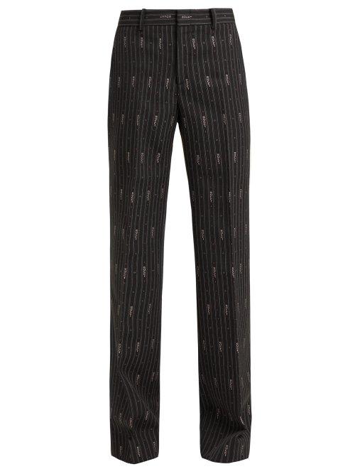 Matchesfashion.com Gucci - Logo Wool And Silk Blend Jacquard Trousers - Womens - Black