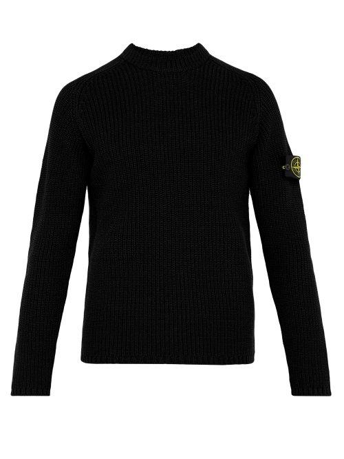 Matchesfashion.com Stone Island - Fisherman Knit Cotton Sweater - Mens - Black