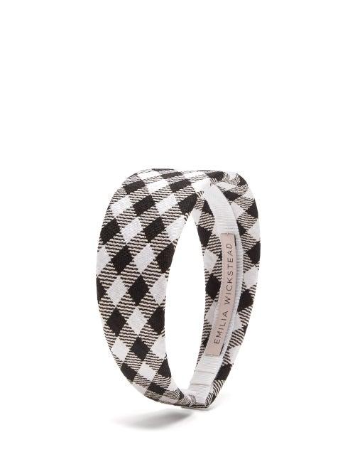 Matchesfashion.com Emilia Wickstead - Chelsea Wide Gingham Headband - Womens - Black