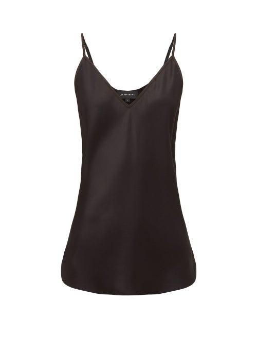 Matchesfashion.com Lee Mathews - Stella V Neck Silk Satin Camisole - Womens - Black