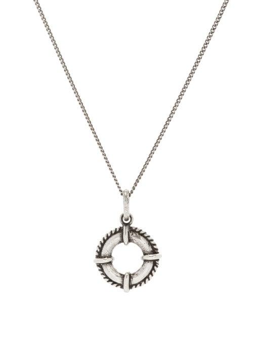 Matchesfashion.com Saint Laurent - Life-buoy Pendant Antiqued-metal Necklace - Womens - Silver