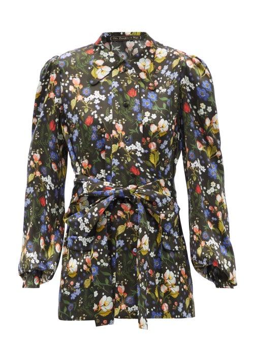Matchesfashion.com The Vampire's Wife - The Penitent Floral-print Silk-satin Blouse - Womens - Black Multi