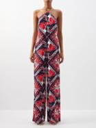 Valentino - Archive Manifesto Bandana-print Silk Jumpsuit - Womens - Red Multi