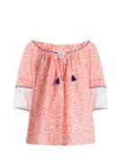 Matchesfashion.com Thierry Colson - Evita Leaf Print Cotton Top - Womens - Orange Multi