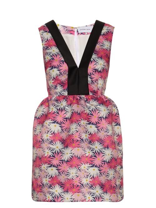 Caterina Gatta Contrast-neckline Daisy-print Dress