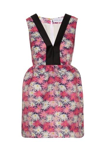 Caterina Gatta Contrast-neckline Daisy-print Dress