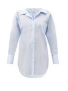 Matchesfashion.com Mes Demoiselles - Scharade Longline Cotton-poplin Shirt - Womens - Light Blue