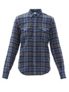 Matchesfashion.com Saint Laurent - Checked Wool-flannel Shirt - Womens - Blue Multi