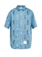 Matchesfashion.com Thom Browne - Swimmer Print Cotton Shirt - Mens - Blue