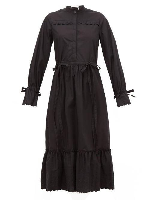 Matchesfashion.com See By Chlo - Scalloped-edge Cotton-poplin Shirt Dress - Womens - Black