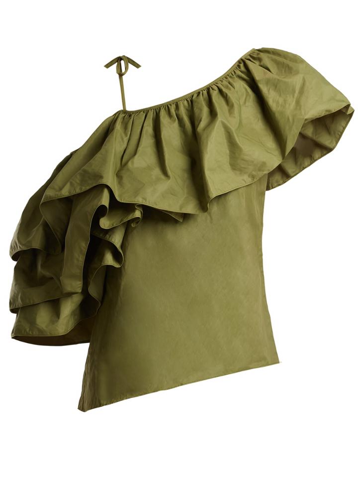 Marques'almeida One-shoulder Taffeta Top