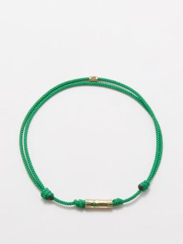 Luis Morais - Palm Tree-engraved 14kt Gold Corded Bracelet - Mens - Green