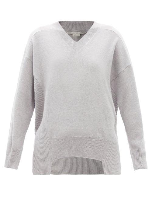 Ladies Rtw Stella Mccartney - V-neck Wool Sweater - Womens - Grey