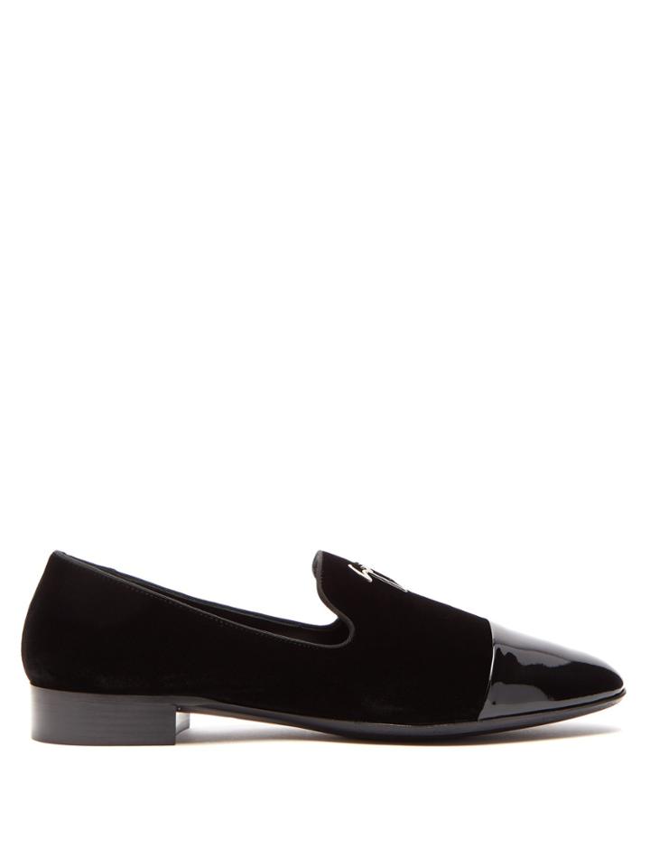 Giuseppe Zanotti Logo-embellished Velvet Loafers