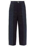 Alexander Mcqueen - Panelled Wide-leg Cropped Jeans - Womens - Navy
