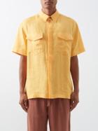Nanushka - Chest-pocket Linen Shirt - Mens - Orange