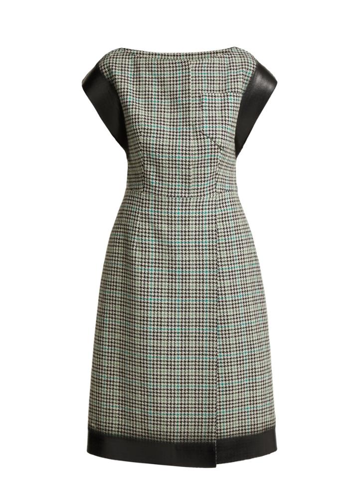 Prada Houndstooth Check Wool-blend Tweed Dress