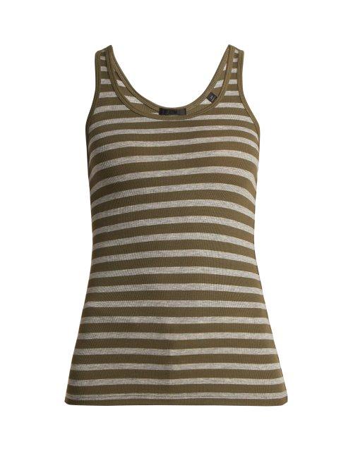 Matchesfashion.com Atm - Striped Ribbed Jersey Tank Top - Womens - Dark Green Multi