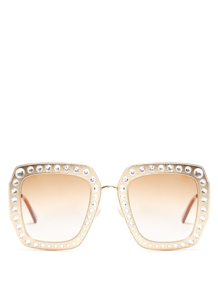 Gucci Oversized Embellished Square-frame Sunglasses