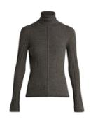 Matchesfashion.com Chlo - Ribbed Knit Wool Roll Neck Sweater - Womens - Dark Grey