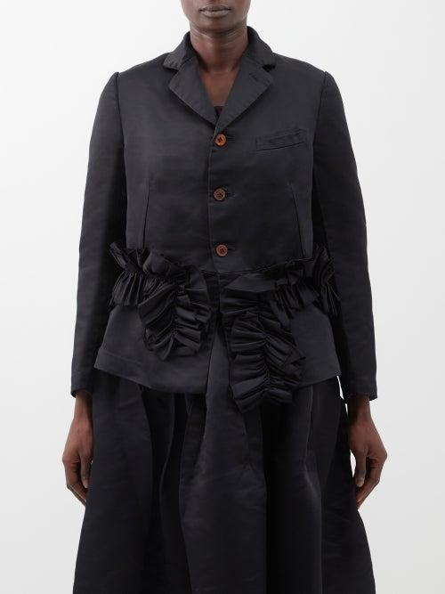 Comme Des Garons Comme Des Garons - Ruffled Satin Jacket - Womens - Black