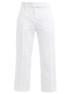 Matchesfashion.com Alexandre Vauthier - Straight Leg Cropped Cotton Tweed Trousers - Womens - White