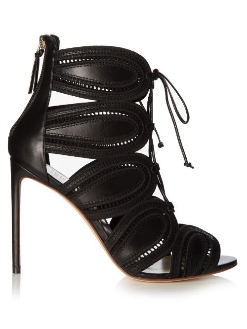 Francesco Russo Macram Cutaway Leather Ankle Boots
