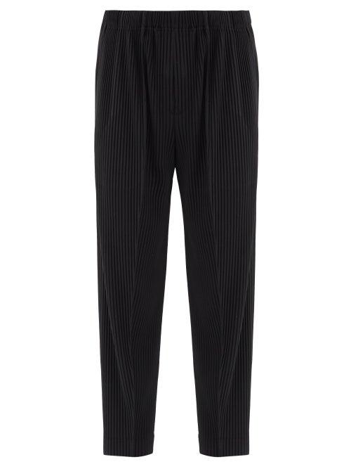 Homme Pliss Issey Miyake - Technical-pleated Tapered-leg Trousers - Mens - Black