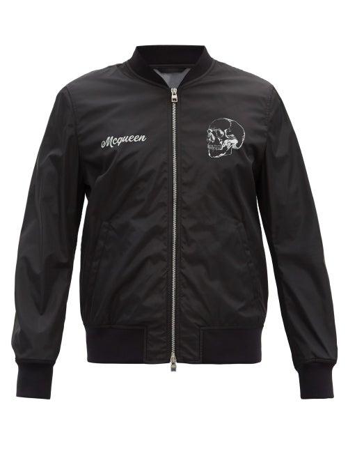 Matchesfashion.com Alexander Mcqueen - Floral And Skull-print Shell Bomber Jacket - Mens - Black White