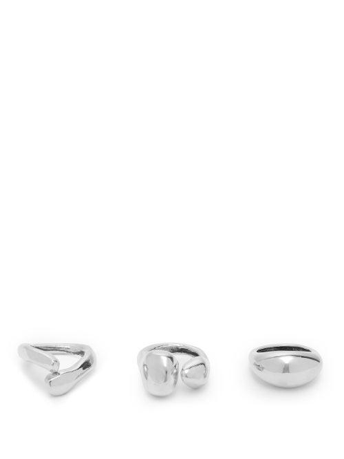 Matchesfashion.com Misho - Set Of Three Pebble White Gold Plated Rings - Womens - Silver