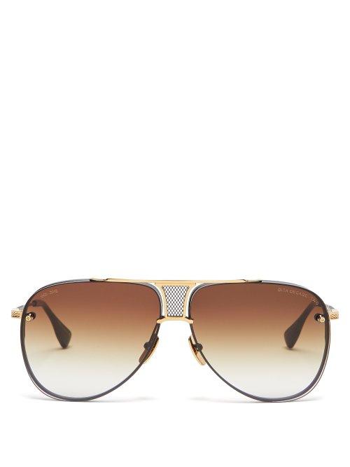 Matchesfashion.com Dita Eyewear - Decade Two Aviator Sunglasses - Mens - Black Gold