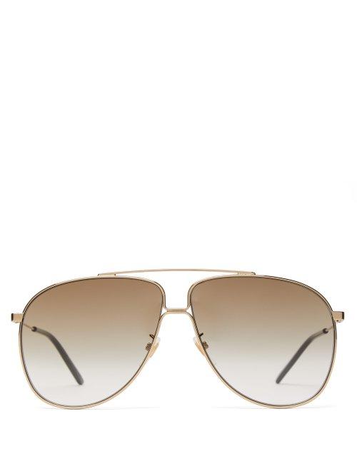 Matchesfashion.com Gucci - Oversized Aviator Frame Sunglasses - Mens - Gold