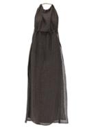 Le Kasha - Bujah Halterneck Linen Dress - Womens - Charcoal