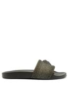 Matchesfashion.com Versace - Medusa Glitter Covered Rubber Slides - Mens - Black