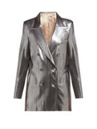 Matchesfashion.com Blaz Milano - Nova Double Breasted Metallic Jersey Blazer - Womens - Silver