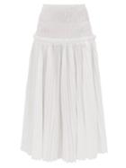 Matchesfashion.com Khaite - Rosa Pleated Cotton Poplin Midi Skirt - Womens - White