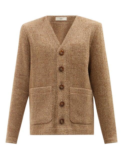 Sfr - Gote V-neck Cardigan - Mens - Brown Multi