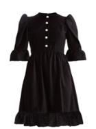 Matchesfashion.com Batsheva - Faux Pearl Buttoned Cotton Velvet Dress - Womens - Black