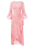 Matchesfashion.com Melissa Odabash - Cheryl Ruffled Leaf-print Maxi Wrap Dress - Womens - Pink Print