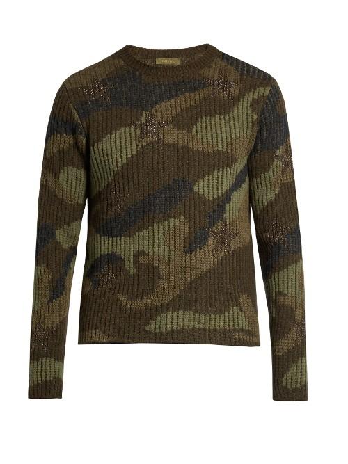 Valentino Camouflage-print Wool Sweater