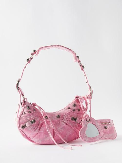 Balenciaga - Le Cagole Xs Logo-print Denim Shoulder Bag - Womens - Pink