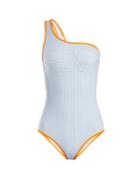 Fendi One-shoulder Striped Swimsuit