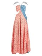 Matchesfashion.com Rosie Assoulin - Half And Half Floral Print Cotton Gown - Womens - Red Print
