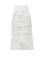 Matchesfashion.com Brock Collection - Asymmetric Tiered Cotton-blend Poplin Midi Skirt - Womens - White